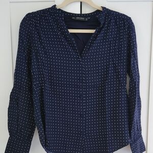 Zara Dark Blue Polka Dot Blouse Blouse